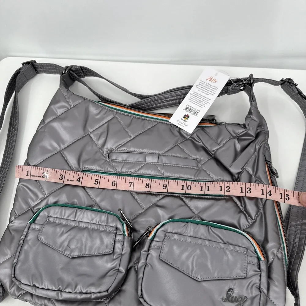 Lug Zipliner 2 Hobo Convertible Backpack Bag purse Tote Metal Pearl NEW